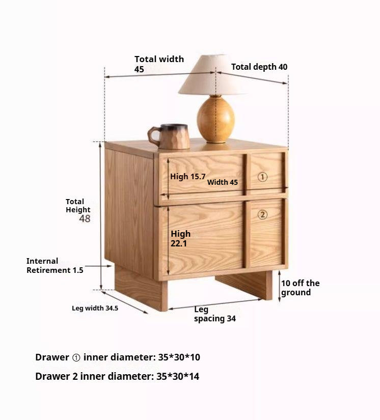 Ash Solid Wood Wabi-Sabi Style Nightstand