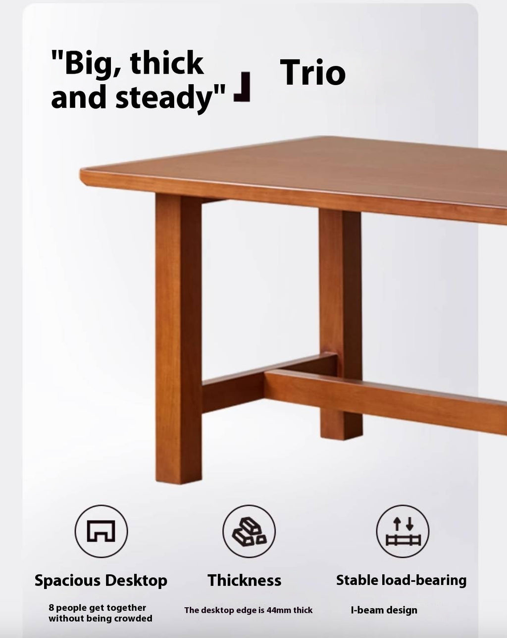 Poplar Solid Wood Mid Ancient Style Dining Table