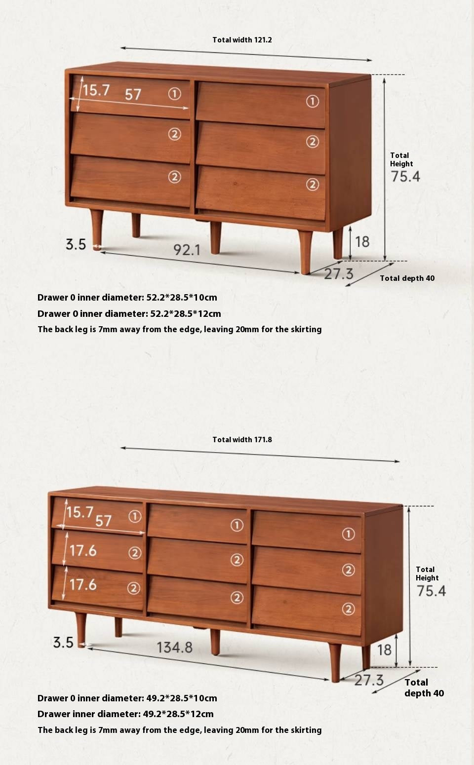 Poplar Solid Wood Middle Ancient Style Drawer