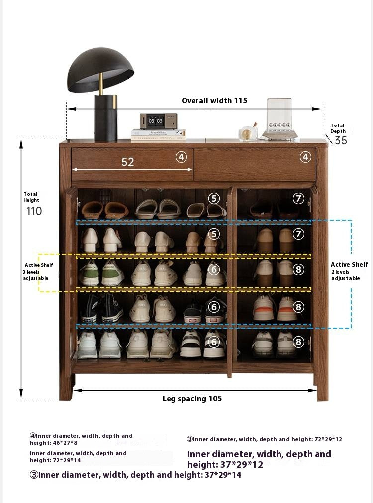 Ash Solid Wood Large Capacity Shoe Cabinet