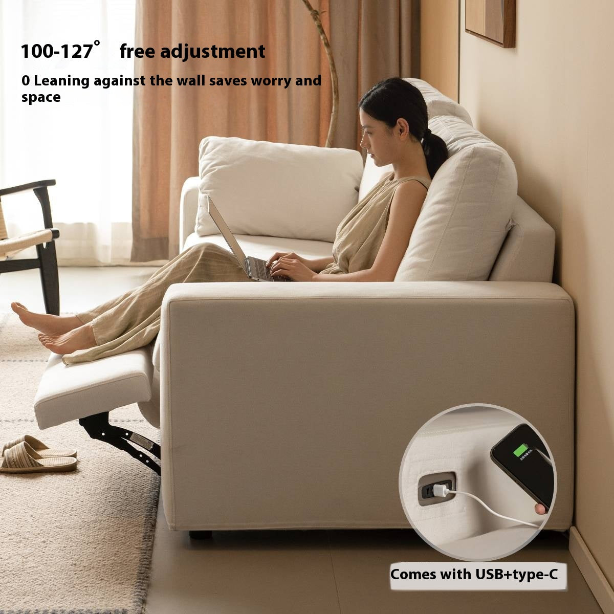 Fabric Sofa Cotton and Linen Electric