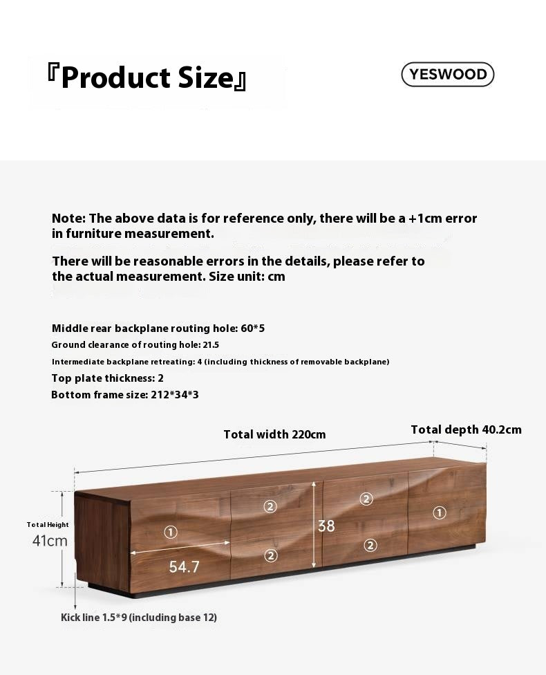 Black Walnut, Sandal Solid Wood Italian Light Luxury Style TV Stand