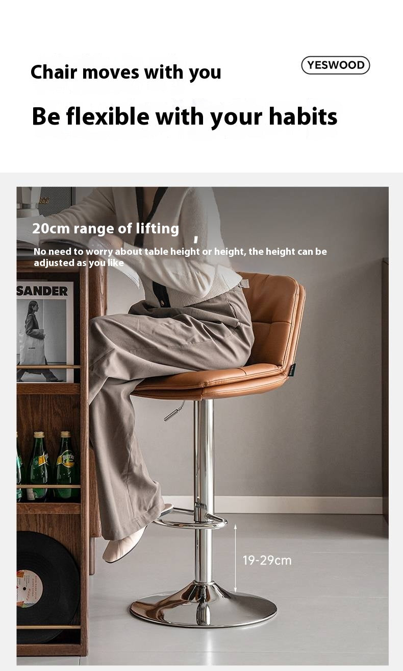 Leather High Backrest Rotating Bar Chair