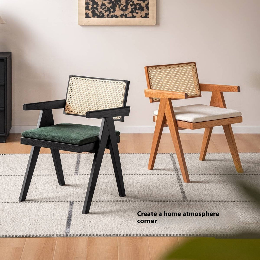 Oak Solid Wood Light Luxury Rattan Chair