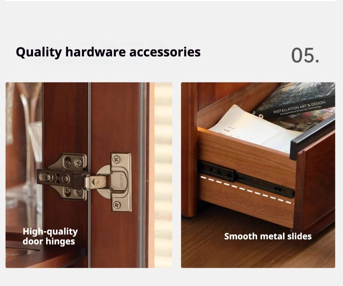 Poplar Solid Wood Antique Style Glass Bookshelf