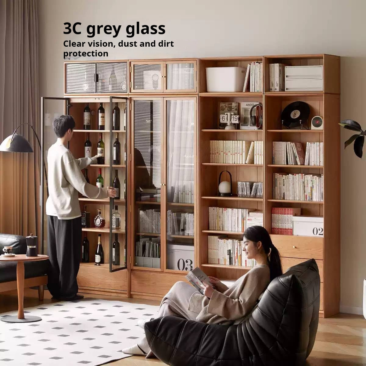 Cherry Solid Wood Bookcase Cabinet Display