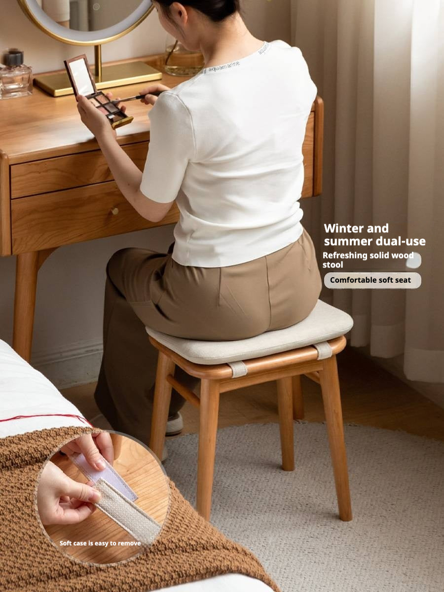 Black Walnut, Oak, Cherry, Rubberwood, Sandalwood Solid Wood Dressing Stool