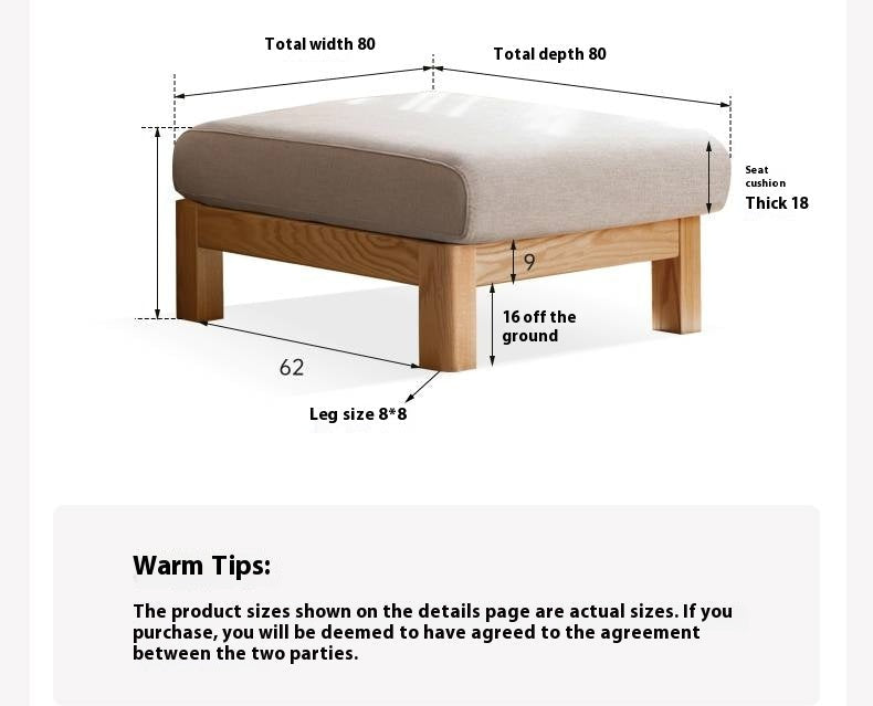 Black Walnut, Oak, Ash, Poplar Solid Wood Footstool Small Fabric Stool