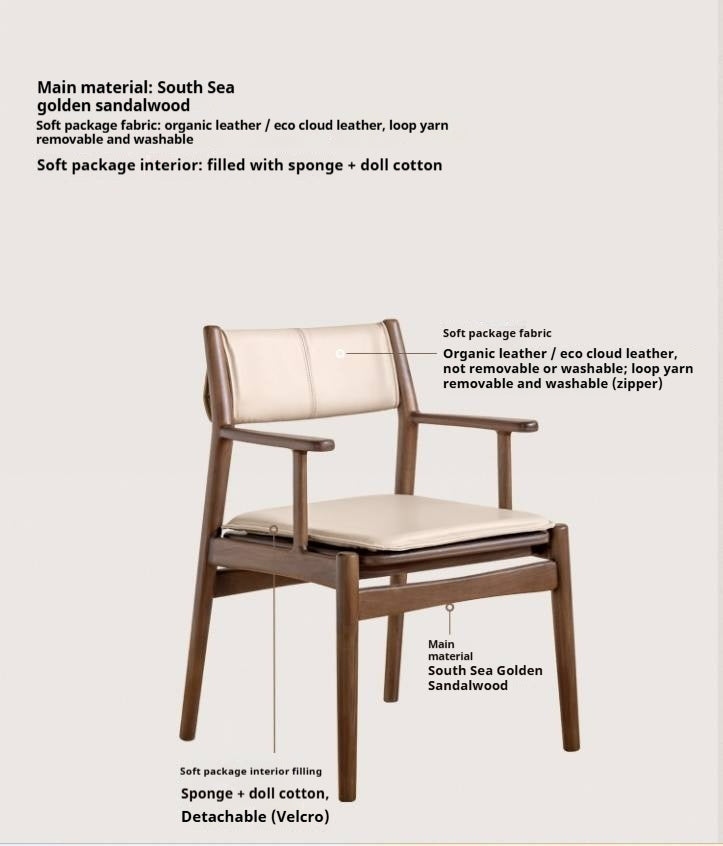 Golden Sandalwood Solid Wood Dining Soft Chair