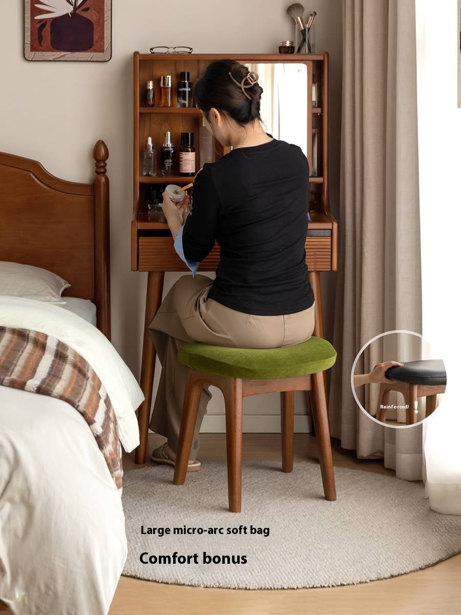 Oak, Cherry Solid Wood Makeup Stool