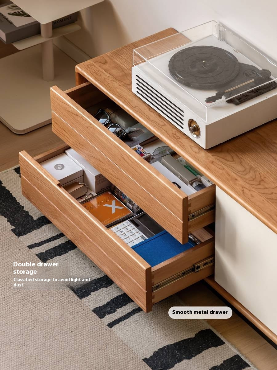 Cherry Solid Wood Antique Colored Floor TV Stand