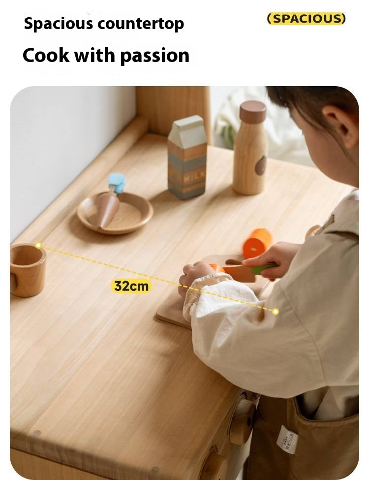 Poplar Solid Wood Montessori Kids Kitchen Cabinet