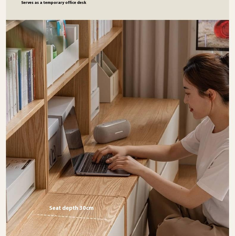 Oak Solid Wood Cream Style Study  Bookcase