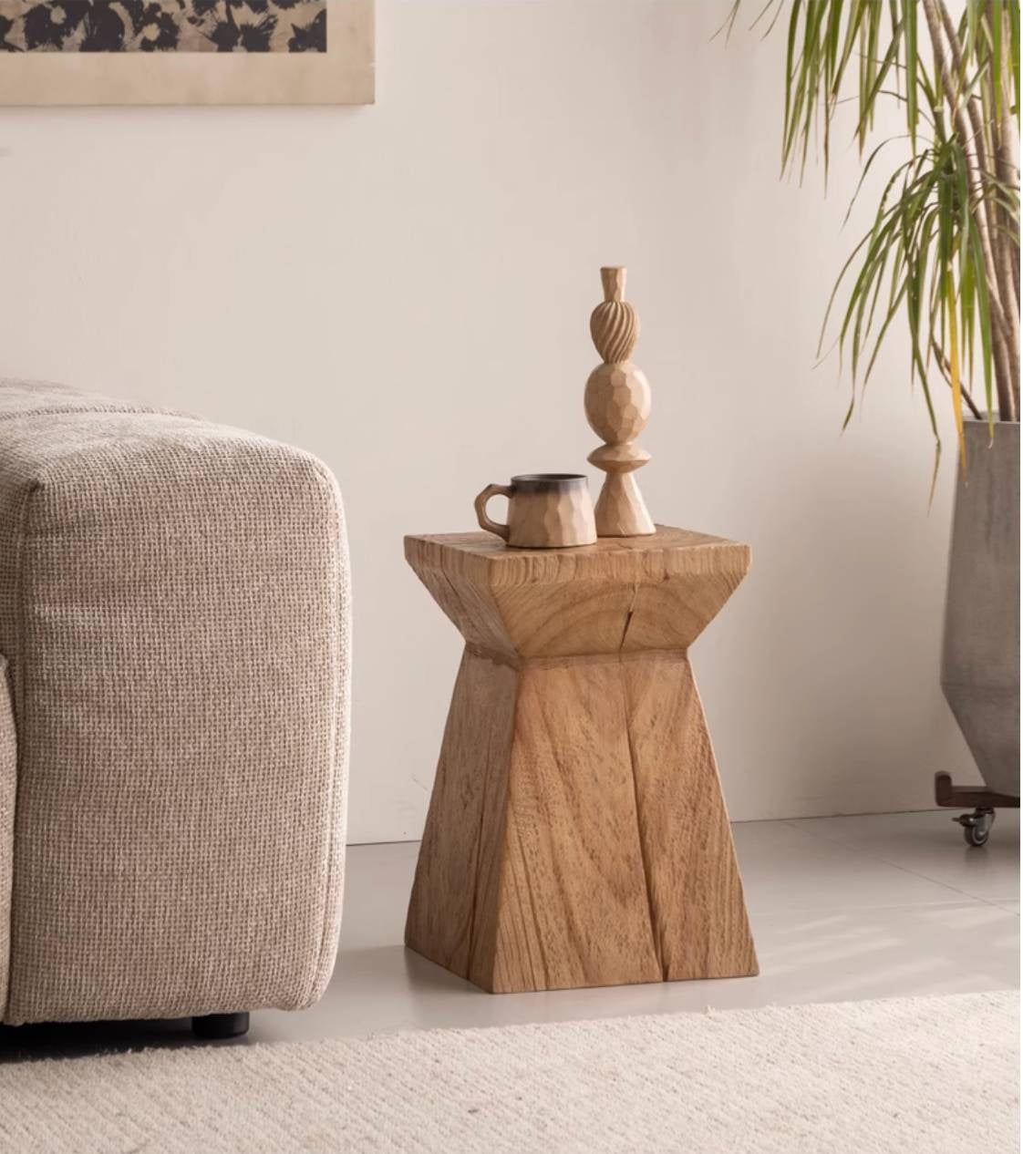 Pine Solid Wabi Sabi Style Side Table