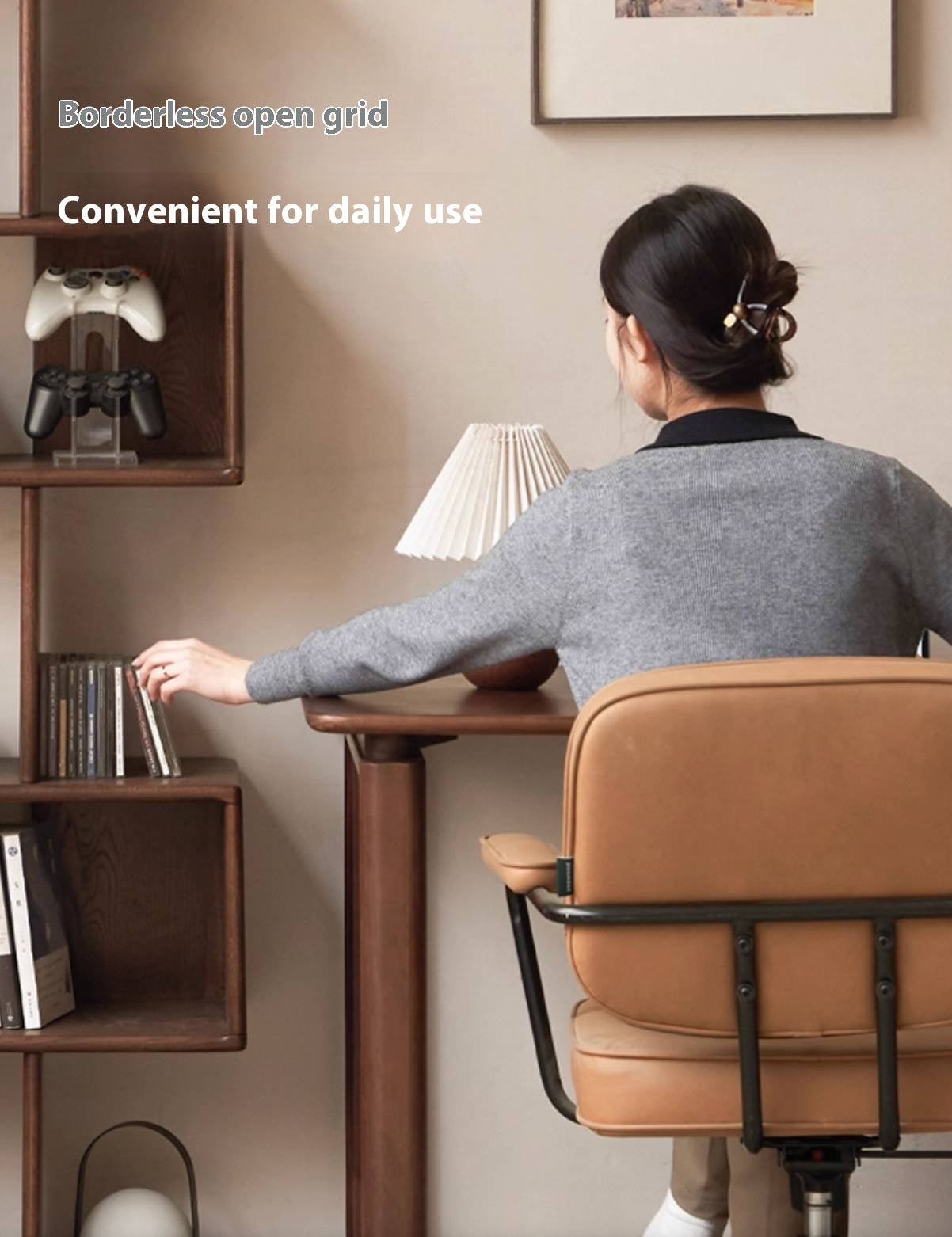 Oak Solid Wood Modern Minimalist Style Bookshelf