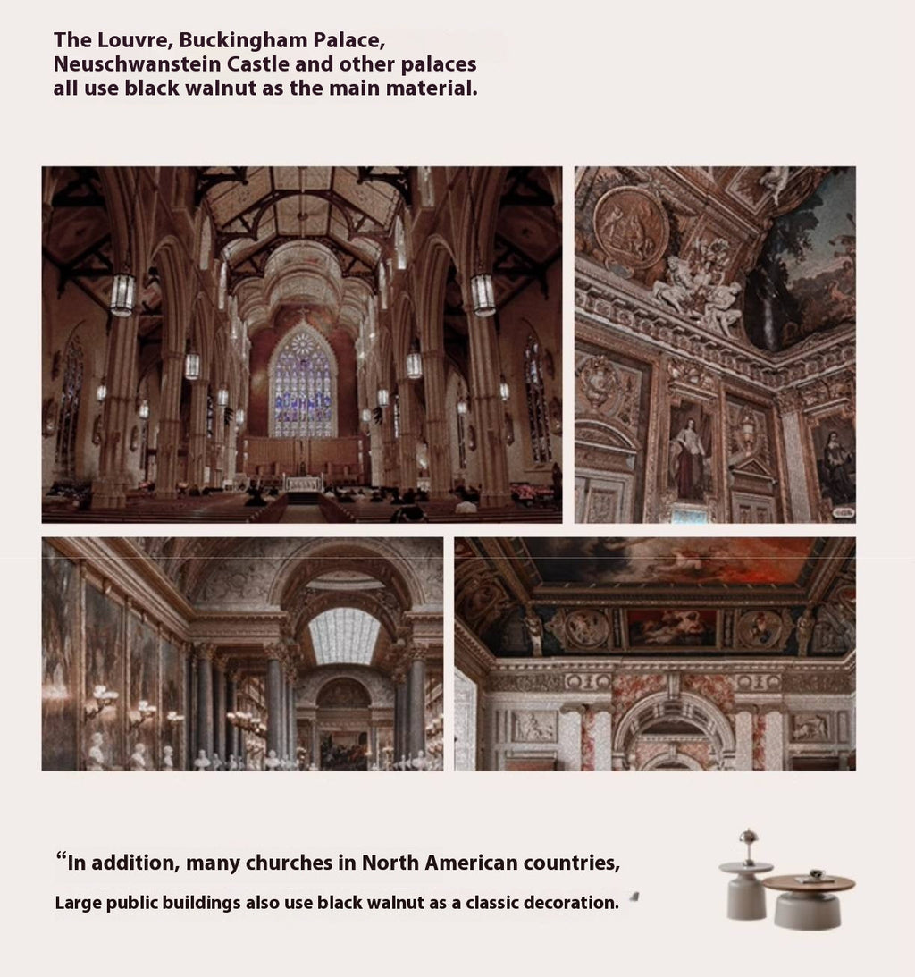 Black Walnut, Poplar Solid Wood Italian Light Luxury Coffee Table Combination