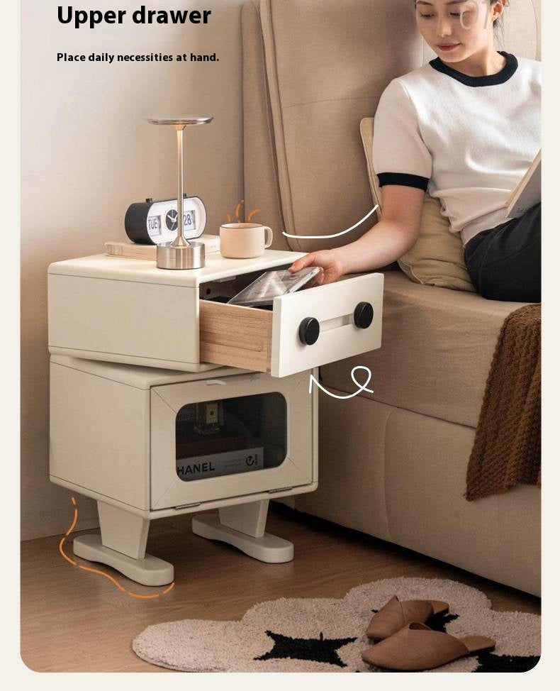 Solid Rubberwood Cream Style Nightstand