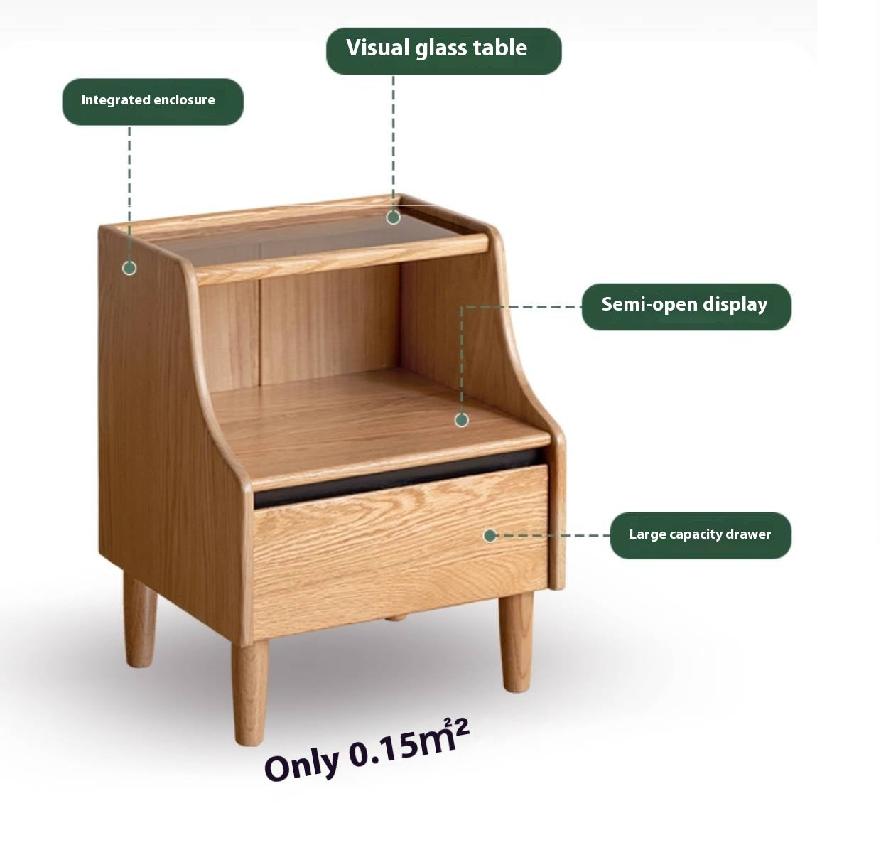 Rubberwood, Oak Solid Wood Log Style Nightstand