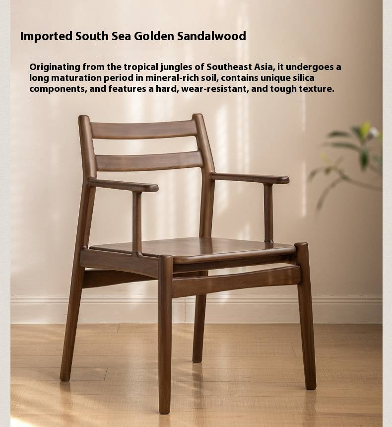 Golden Sandalwood Solid Wood Dining Soft Chair