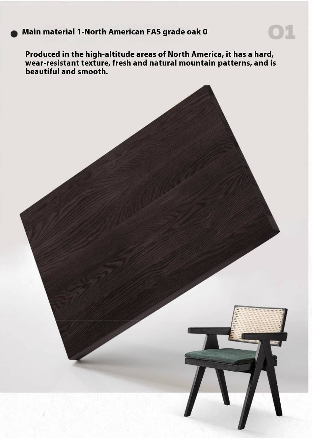 Oak Solid Wood Light Luxury Rattan Chair