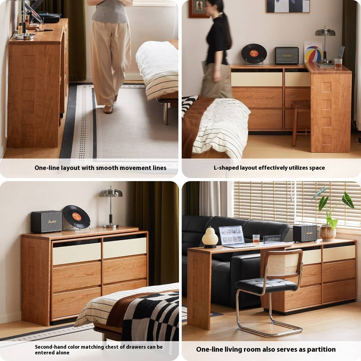 Cherry Solid Wood Modern Style Dressing Table