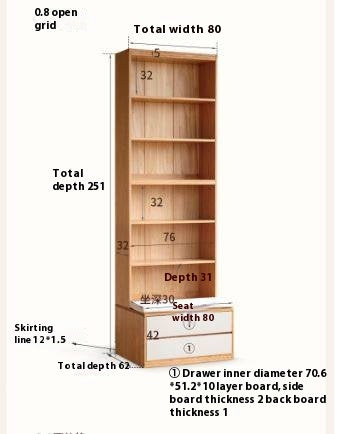 Oak Solid Wood Cream Style Study  Bookcase