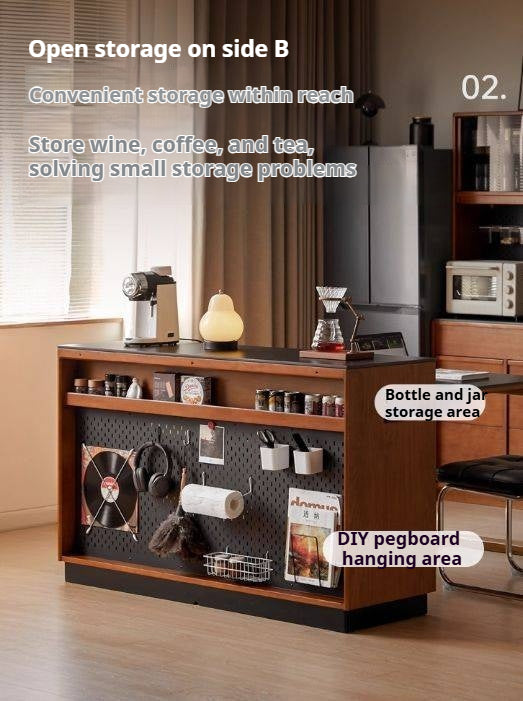 Poplar Solid Wood Island Dining Table Rotatable