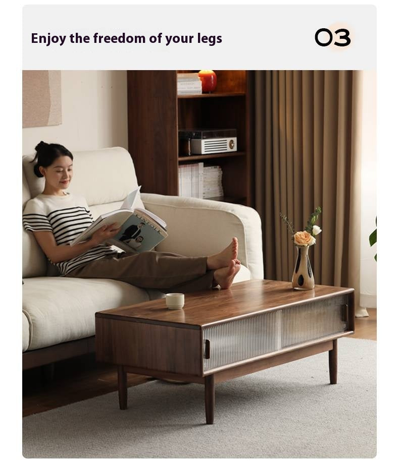 Black Walnut, Oak, Solid Rubberwood Solid Wood Modern Style Tea Table