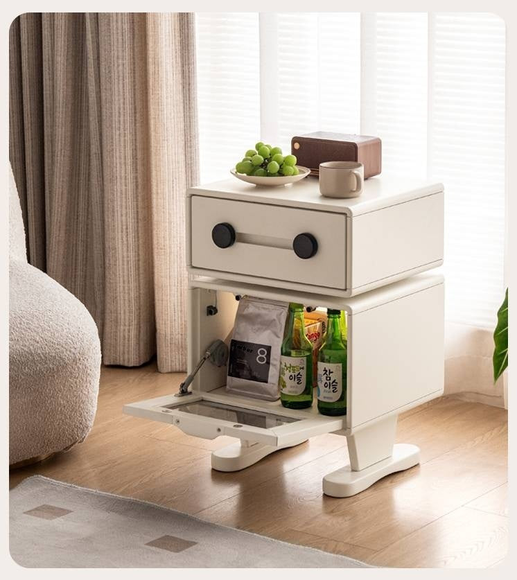 Solid Rubberwood Cream Style Nightstand