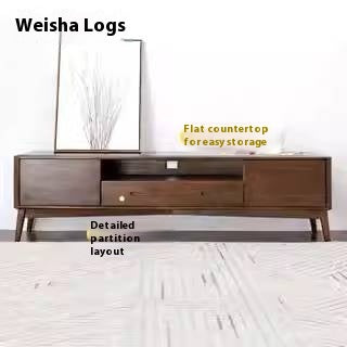 Solid Rubberwood, Oak Solid Wood Scandinavian TV Stand
