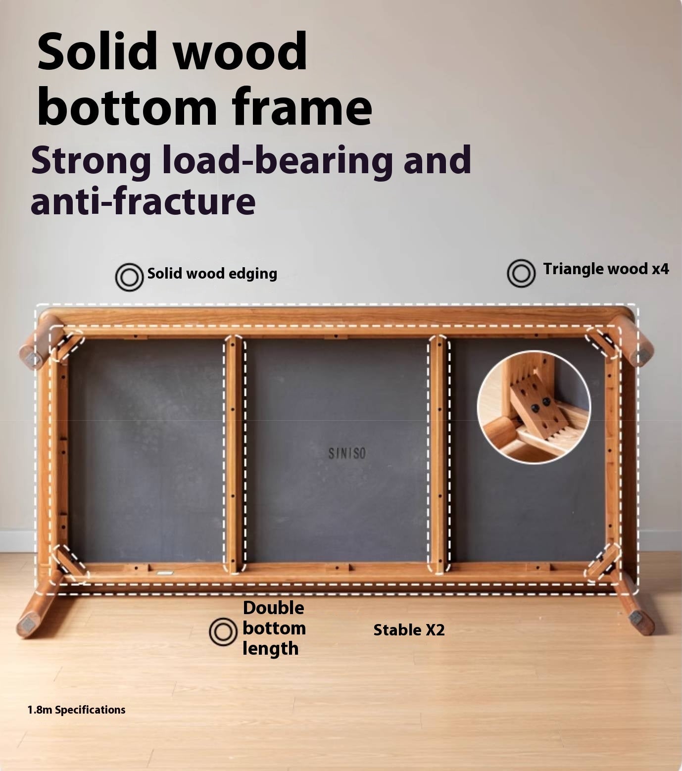 Cherry Solid Wood Rock Board Dining Table