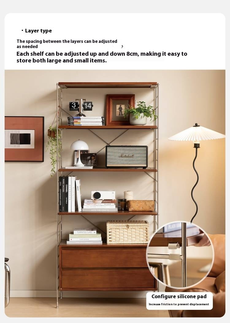 Poplar Solid Wood Retro Shelf Bookshelf