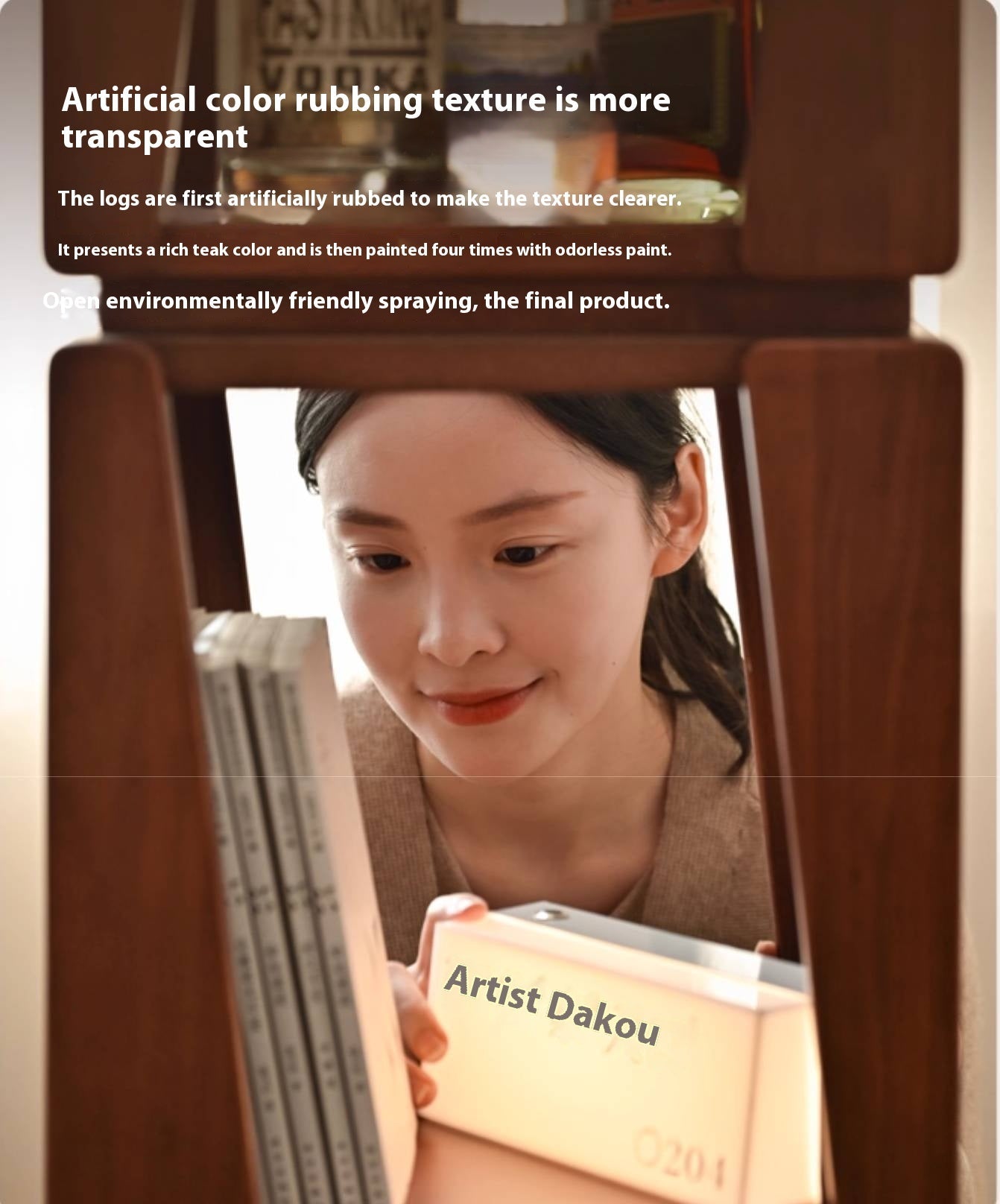 Poplar Solid Wood Bauhaus Style Floor Bookshelf