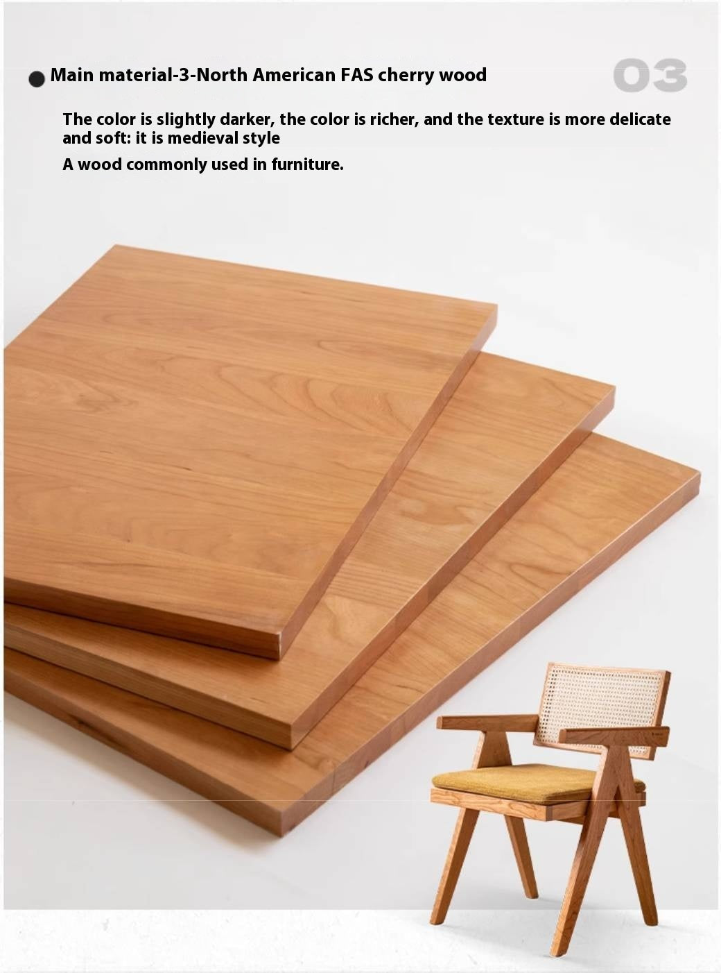 Oak Solid Wood Light Luxury Rattan Chair