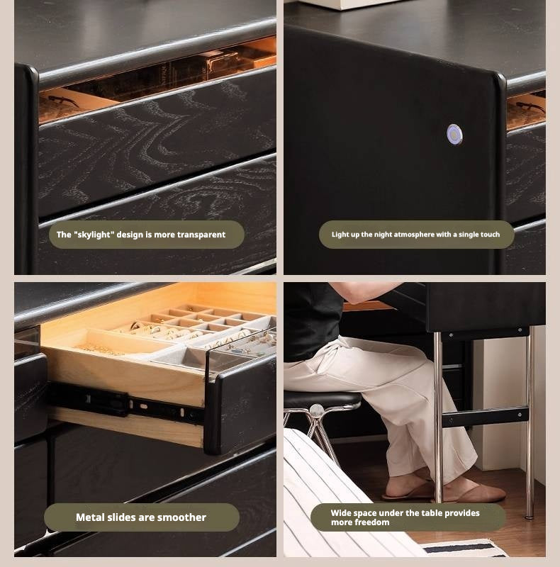 Ash Solid Wood Bauhaus Retractable Makeup Table