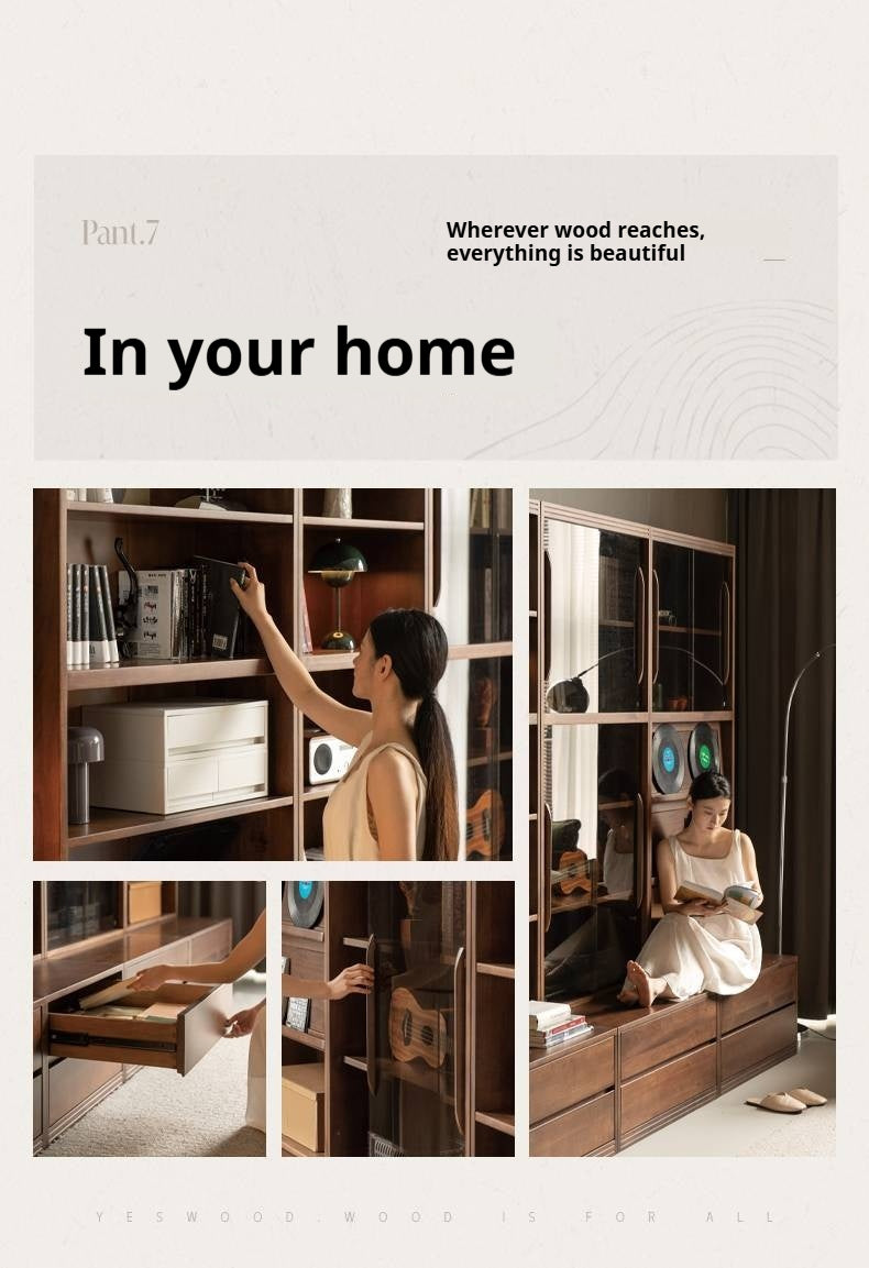 Sandalwood Solid Wood Combination Bookcase