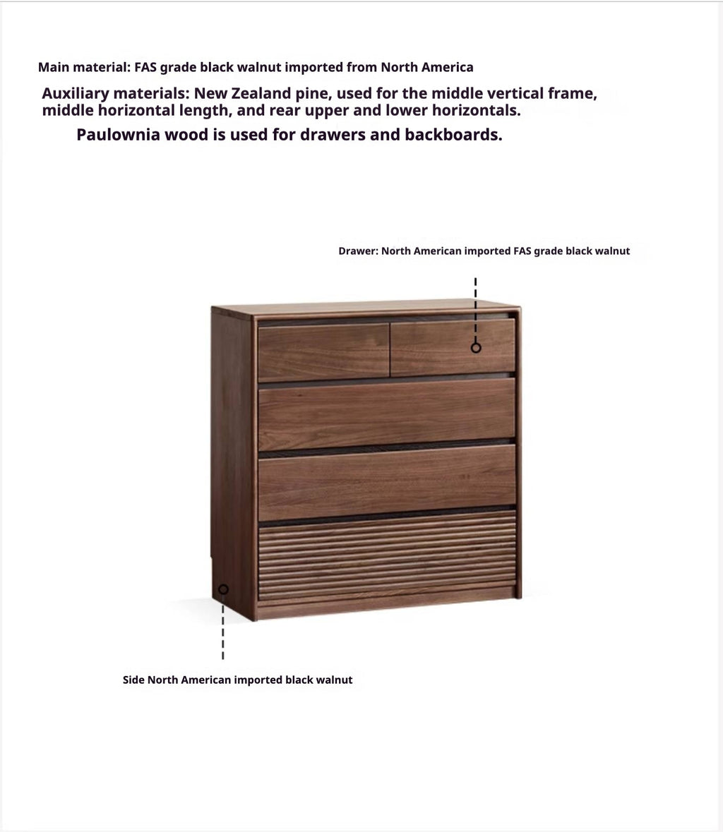 Black Walnut Solid Wood Italian Light Luxury Drawer