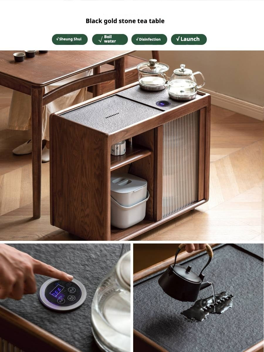 Ash, Oak, Black Walnut Solid Wood Mobile Side Tea Cabinet