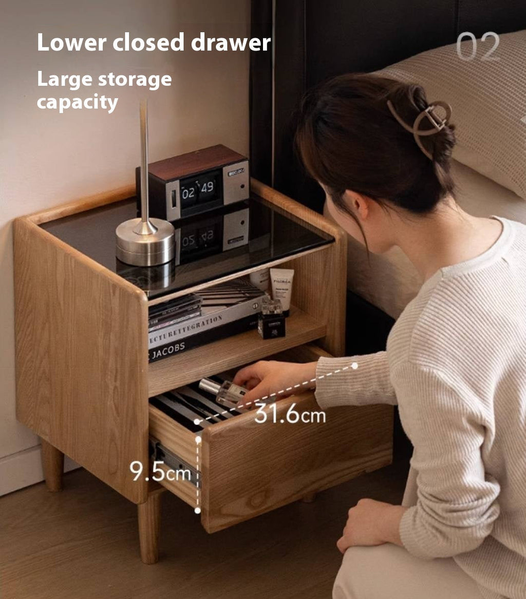 Ash, Cherry, Black walnut, Poplar, Solid Rubberwood Modern Nightstand.