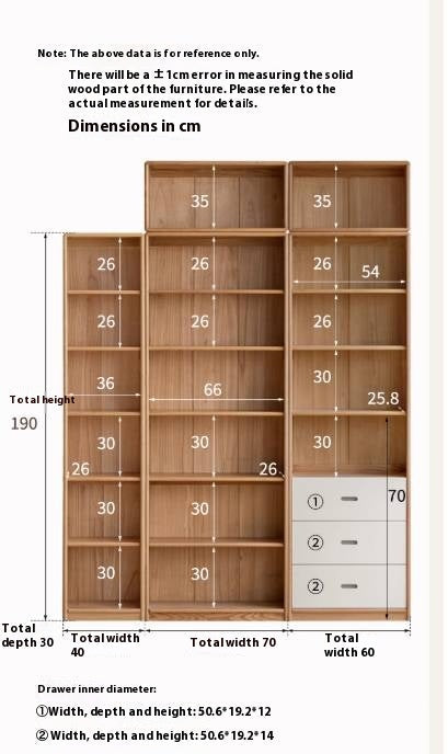Oak Solid Wood Bookcase Storage Style Floor High
