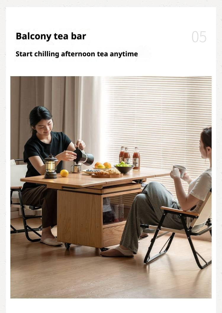 Oak Solid Wood Modern Style Lifting Mobile Coffee Table