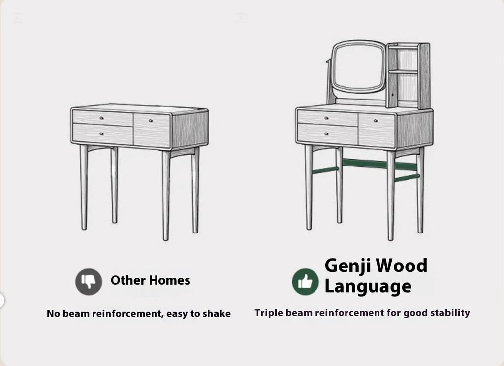 Ash Solid Wood Modern Style Dressing Table Multi Functional