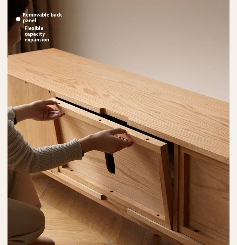 Oak Solid Wood Modern TV Stand.