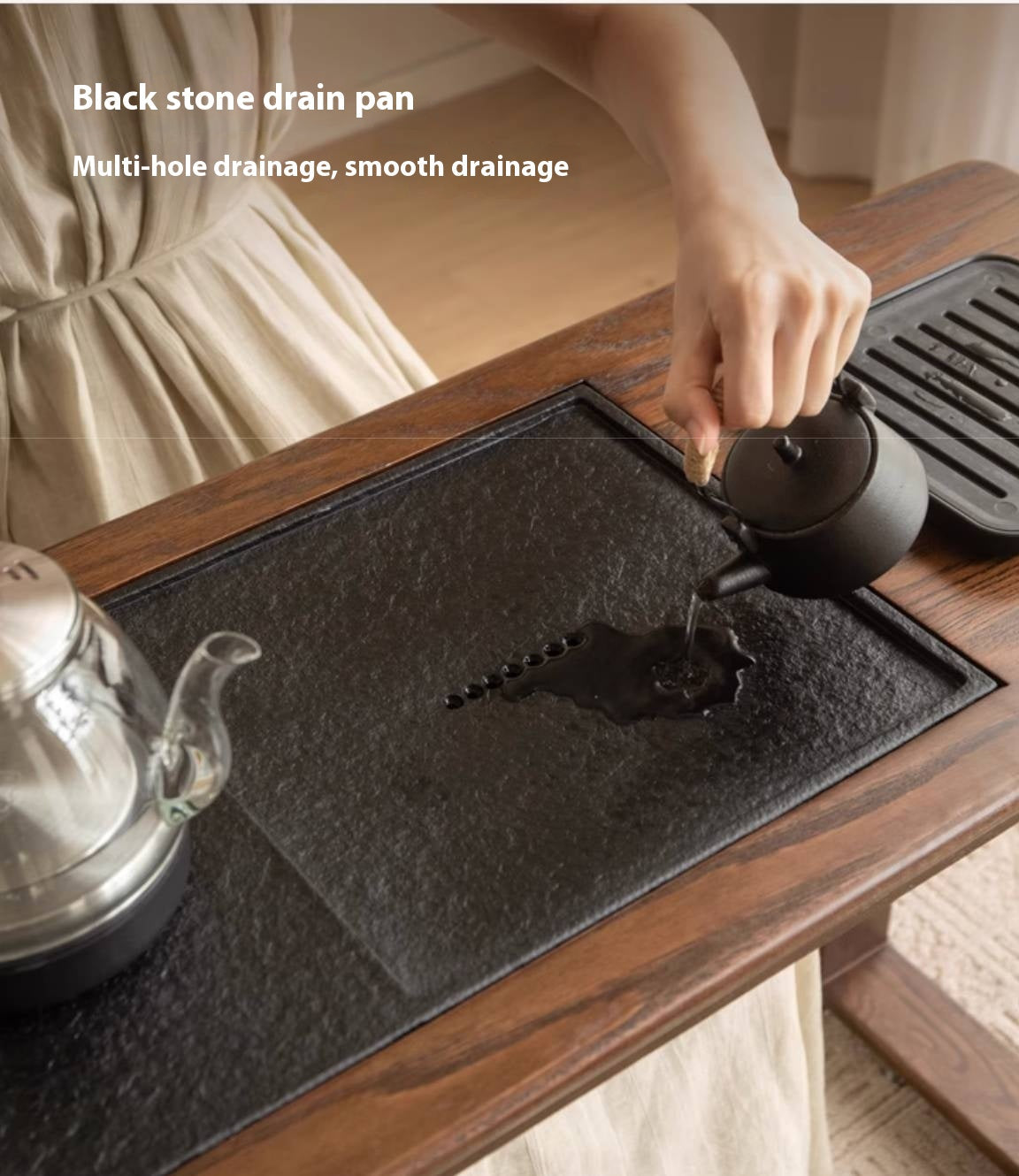 Ash Solid Wood Retractable Office Desk