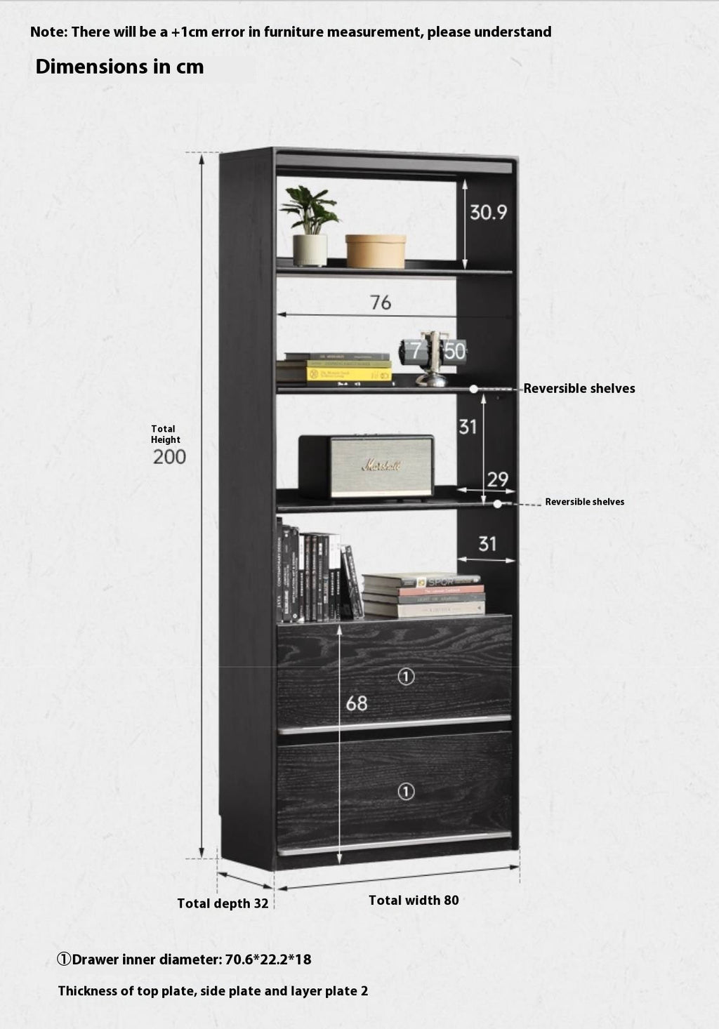 Oak Solid Wood Bauhaus Style Bookcase