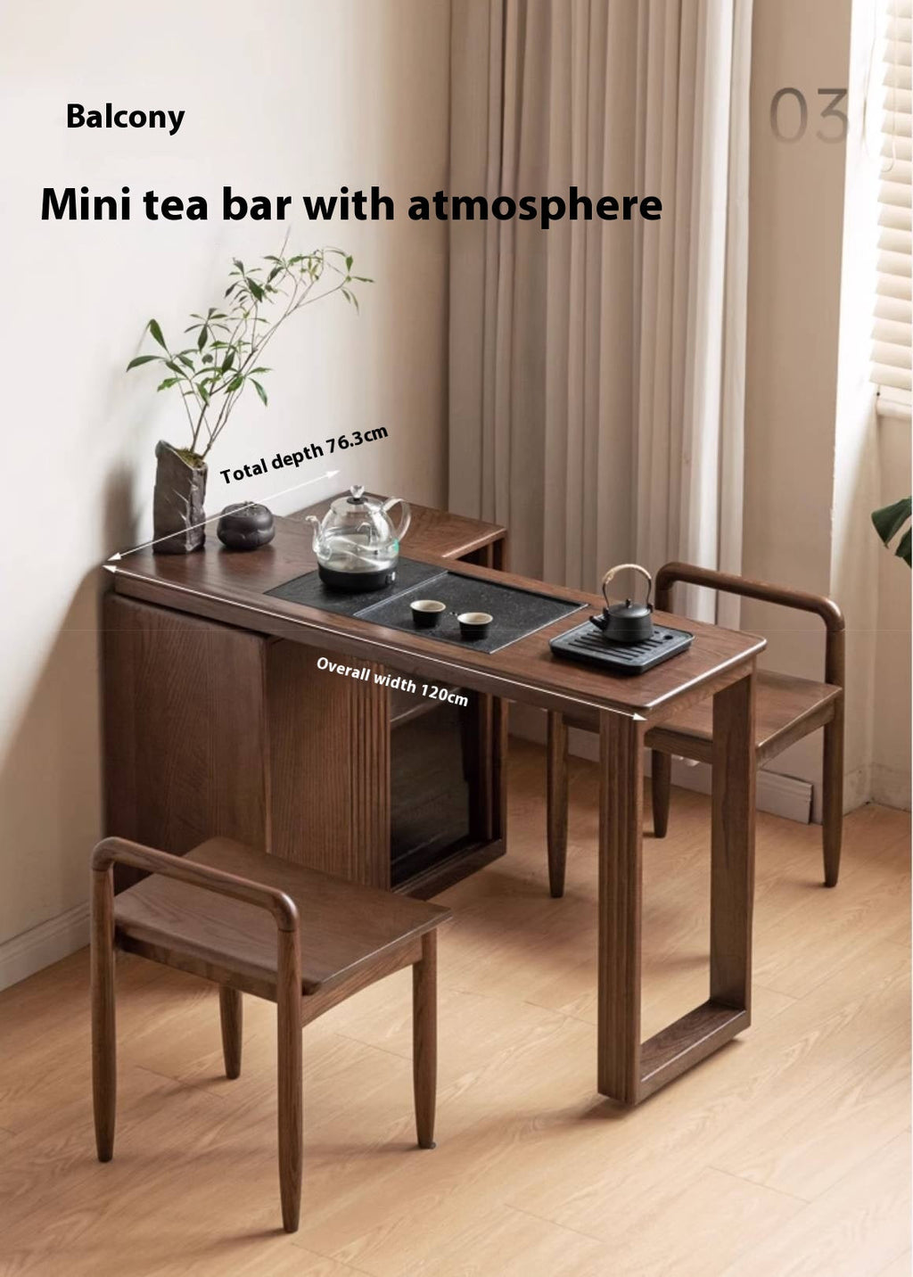 Ash Solid Wood Retractable Office Desk