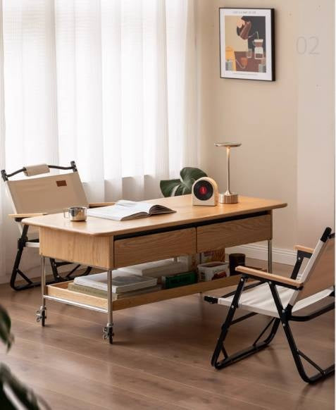 Oak Solid Wood Modern Mobile Coffee Table