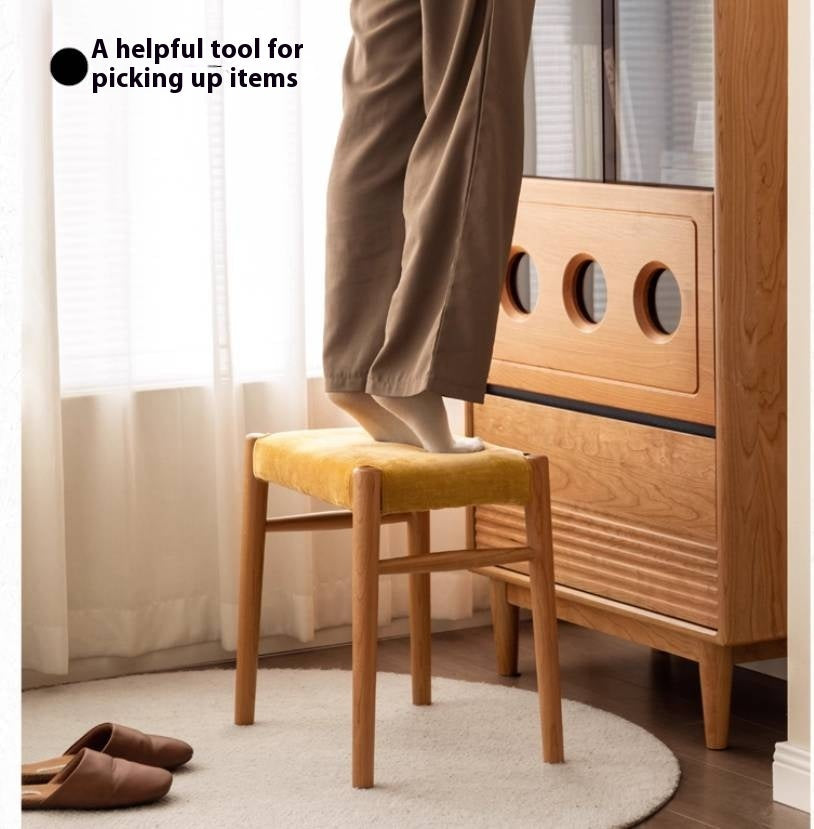 Cherry, Oak Solid Wood Retro Makeup Stool