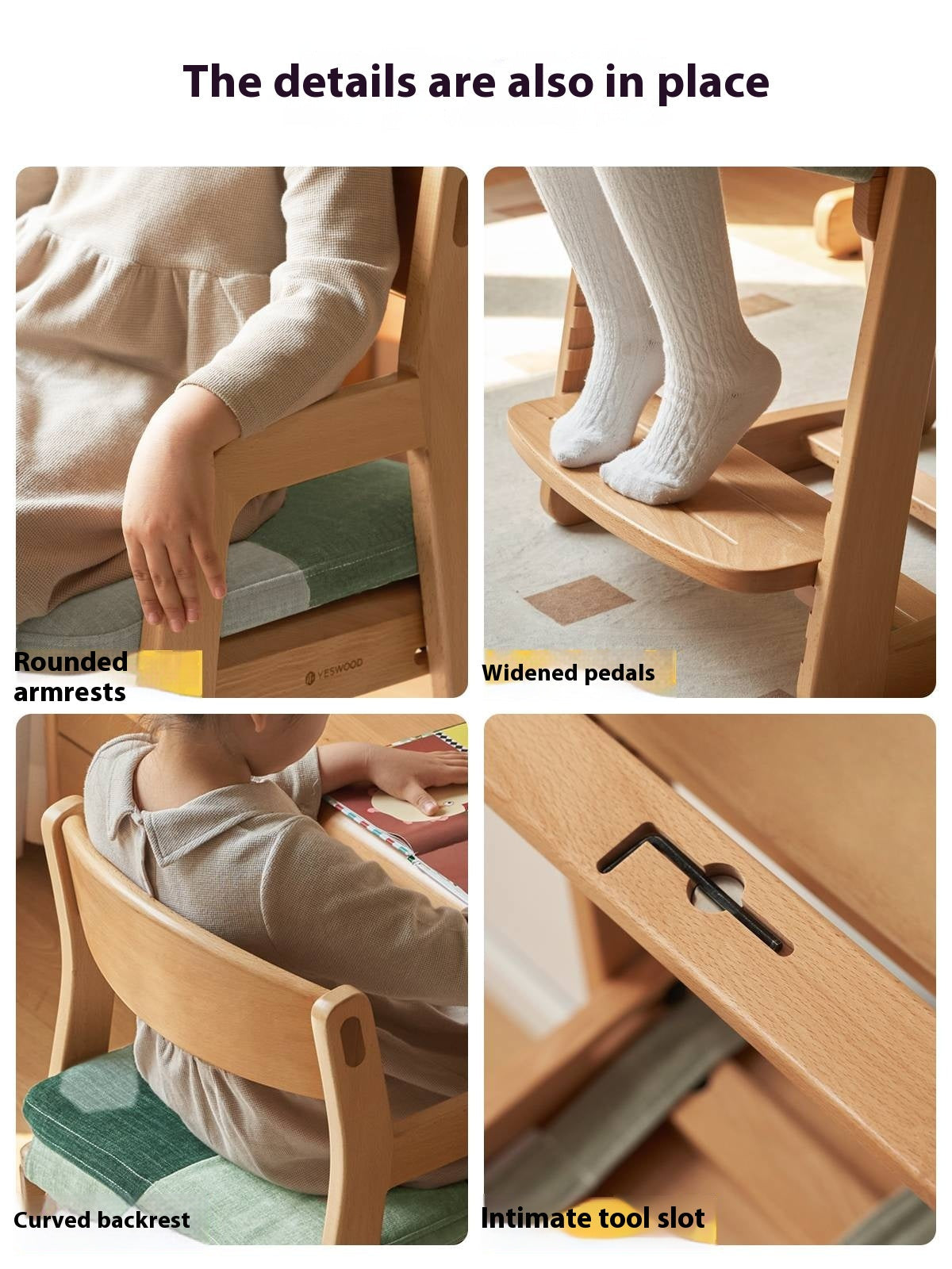 Beech Solid Wood Washable Kids Soft Chair