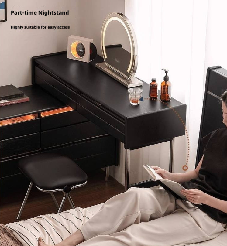Ash Solid Wood Bauhaus Retractable Makeup Table